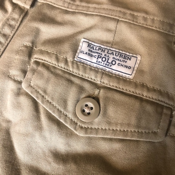 Ralph Lauren Polo Cotton Chino Cargo Shorts Uniform Khaki - Picture 3 of 5